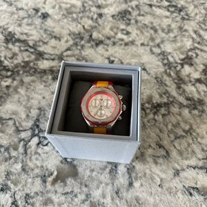 Michele Jellybean 44MM Stainless Steel Sport Silicone Sport Strap Watch.